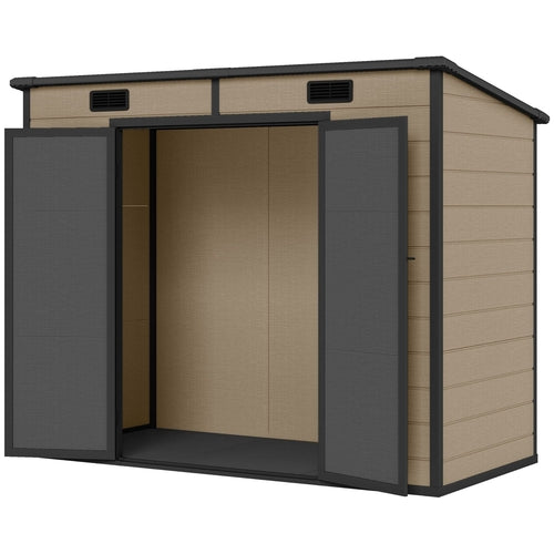 8' x 4' Plastic Outdoor Storage Shed with Floor, Window, Lockable