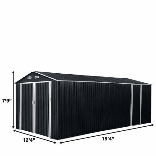 13' x 20' Metal Garage Shed with Double Front Doors, 7'9" Peak Height,