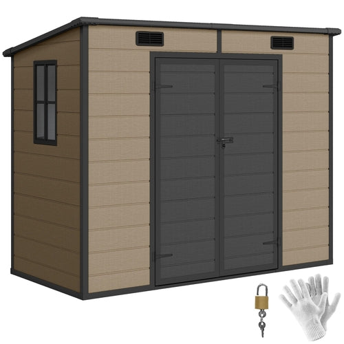 8' x 4' Plastic Outdoor Storage Shed with Floor, Window, Lockable