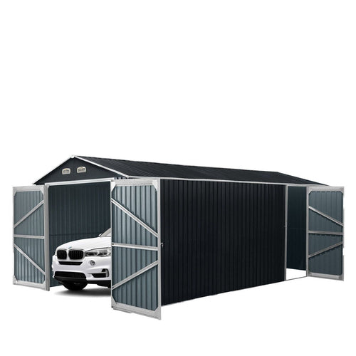 13' x 20' Metal Garage Shed with Double Front Doors, 7'9" Peak Height,