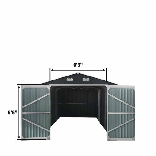 13' x 20' Metal Garage Shed with Double Front Doors, 7'9" Peak Height,