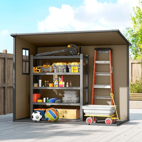 8' x 4' Plastic Outdoor Storage Shed with Floor, Window, Lockable