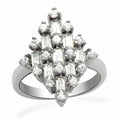 LO2061 - Rhodium Brass Ring with AAA Grade CZ  in Clear